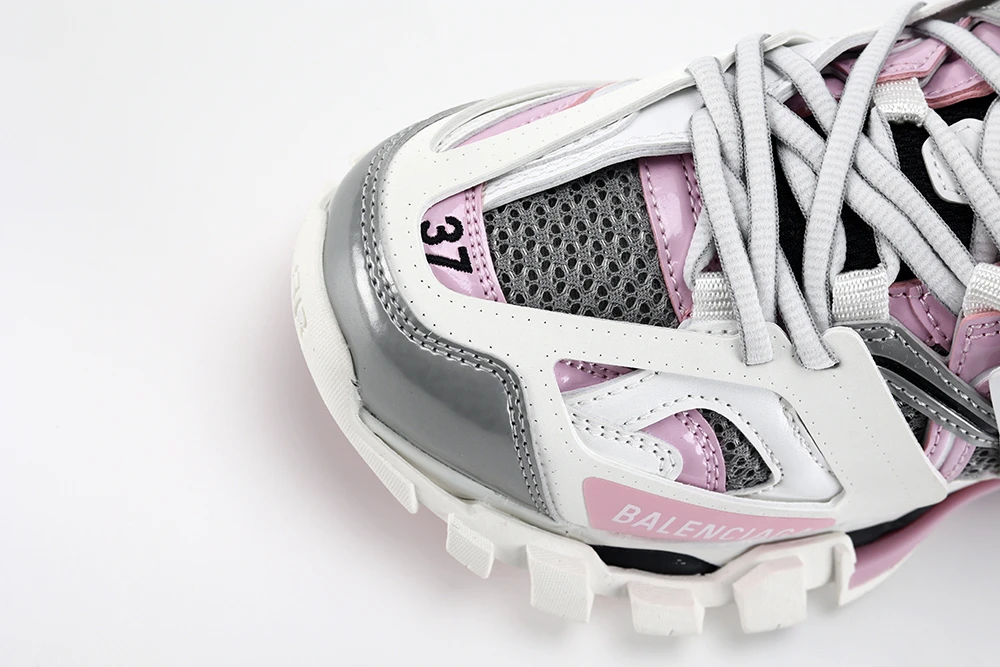 Ba1en*iaga WHITE GRAY PINK TRACK SNEAKER