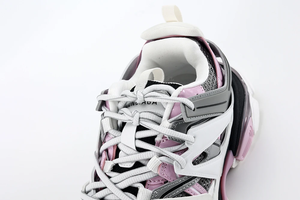 Ba1en*iaga WHITE GRAY PINK TRACK SNEAKER