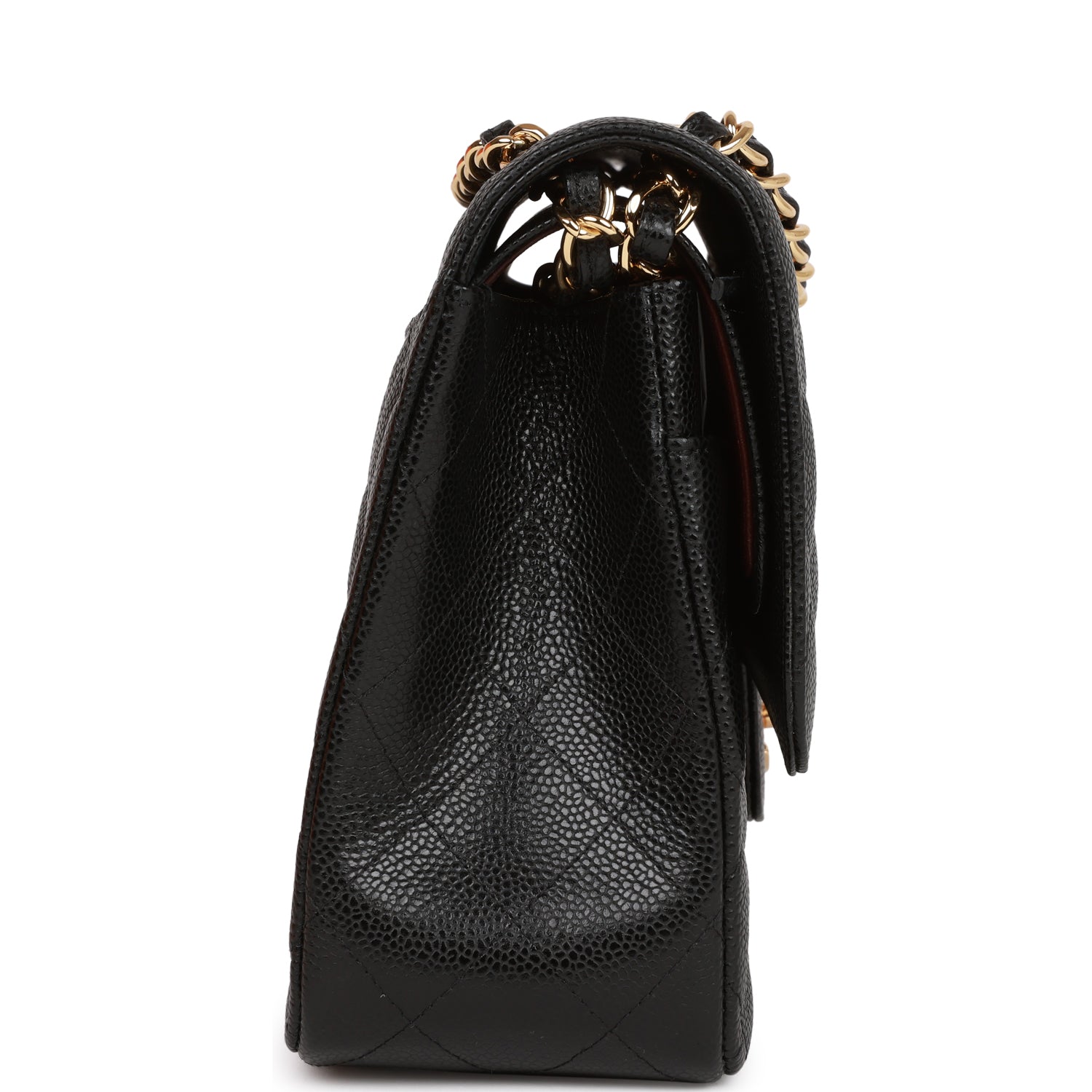 Ch**el Jumbo Classic Double Flap Bag Black Caviar Gold Hardware