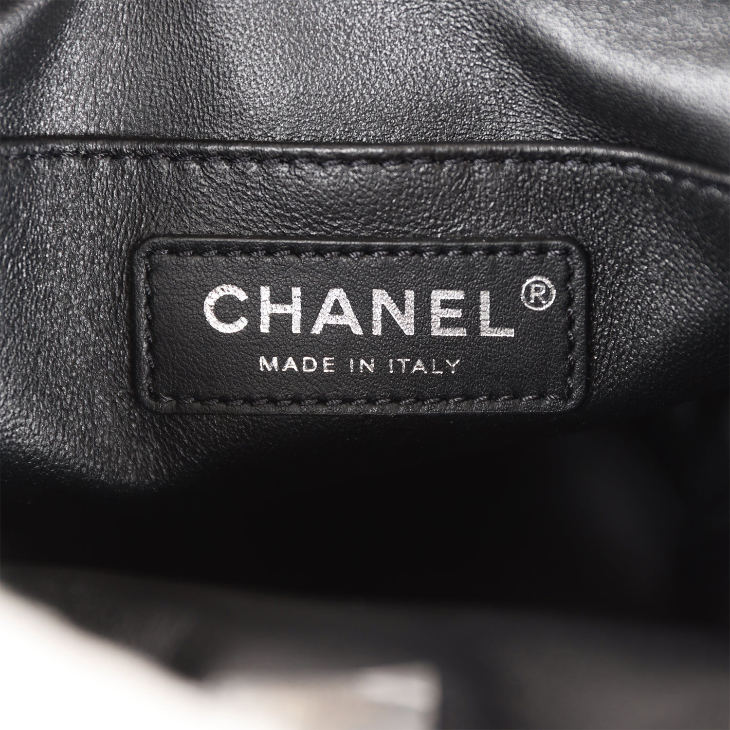 Mini Bucket Bag Black Lambskin Silver Hardware