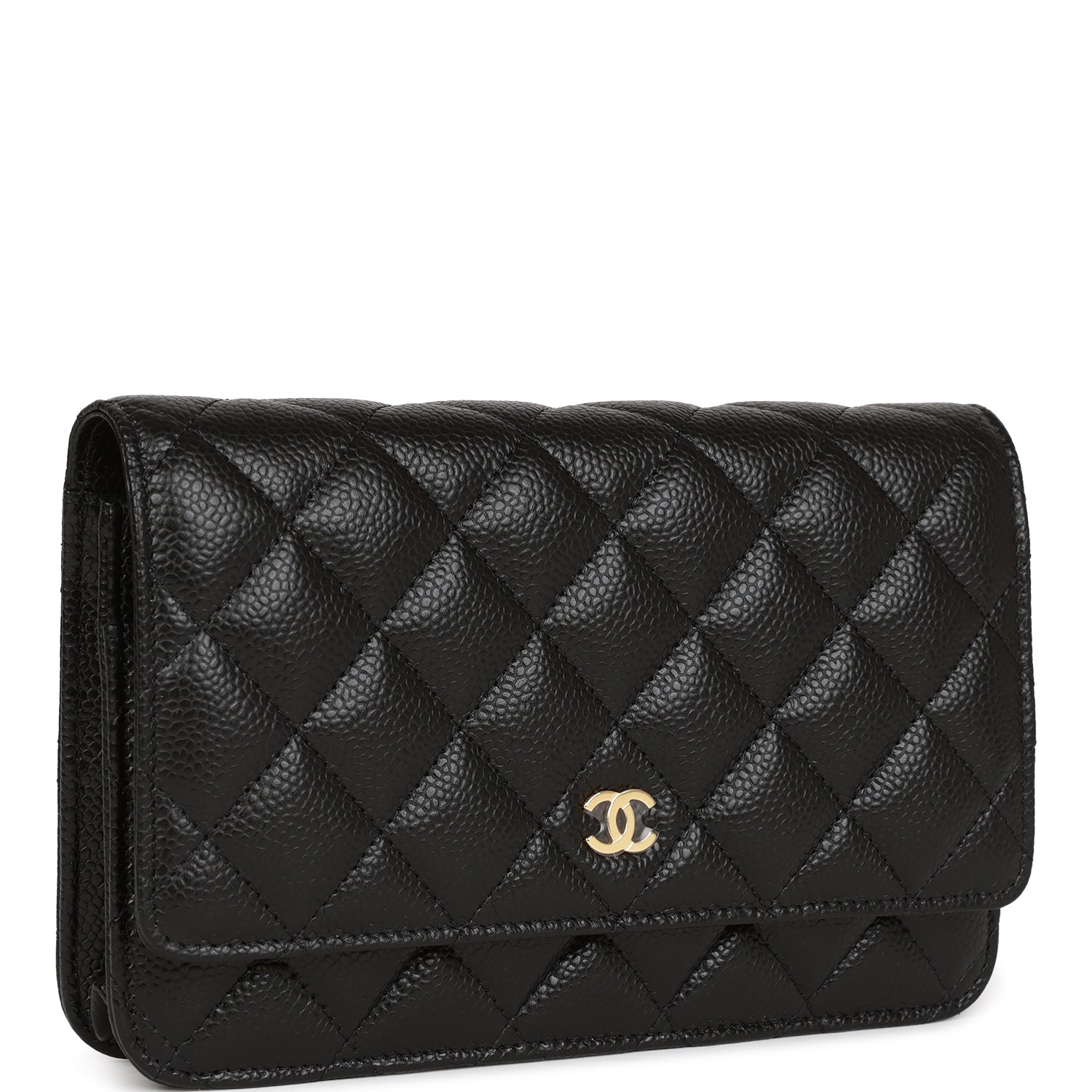 Ch**el Wallet on Chain WOC Black Caviar Gold Hardware