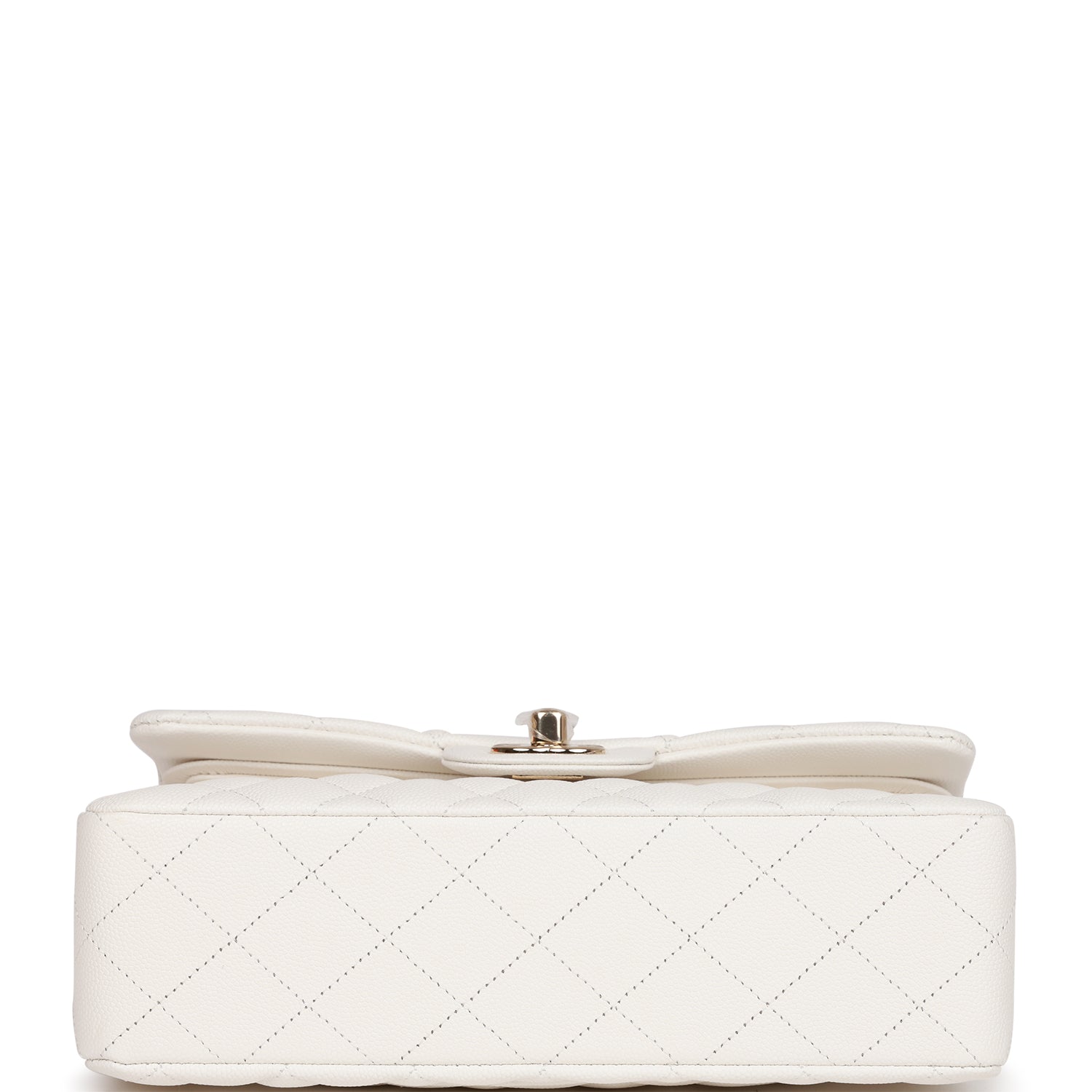 Ch**el Small Classic Double Flap White Caviar Light Gold Hardware
