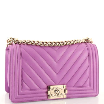Ch**el Boy Flap Bag Chevron Calfskin Old Medium