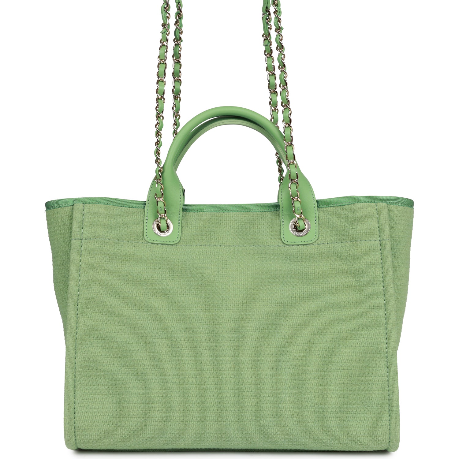 Small Deauville Shopping Bag Green Boucle Light Gold Hardware