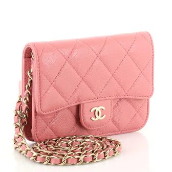 Ch**el Classic Flap Card Holder on Chain Quilted Caviar Mini