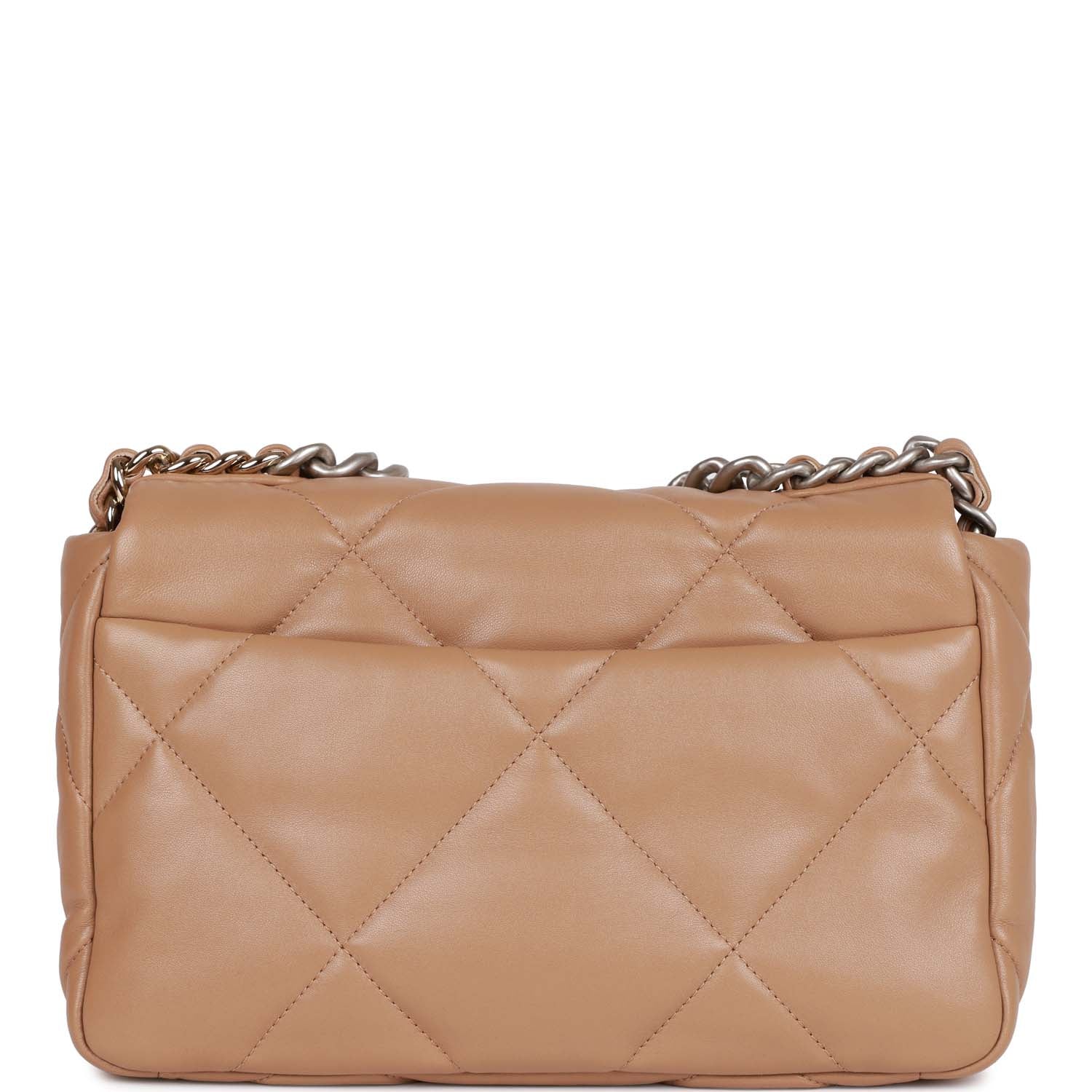 Medium 19 Flap Bag Beige Calfskin Mixed Hardware