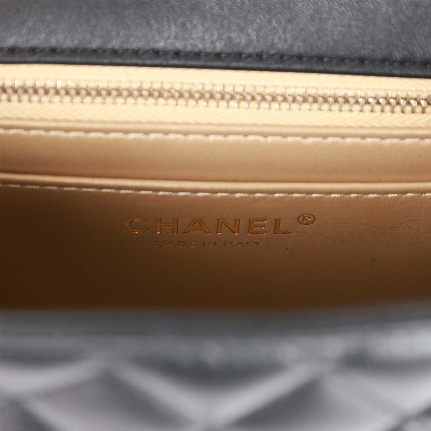 Pearl Crush Mini Square Flap Bag Black Lambskin Light Gold Hardware