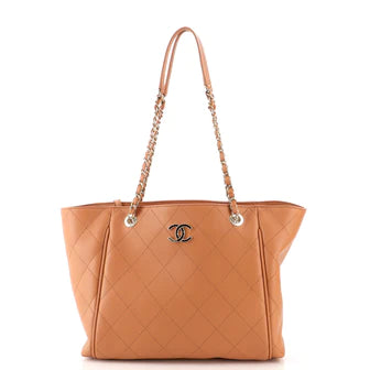 Ch**el CC Open Shopping Tote Stitched Leather Large
