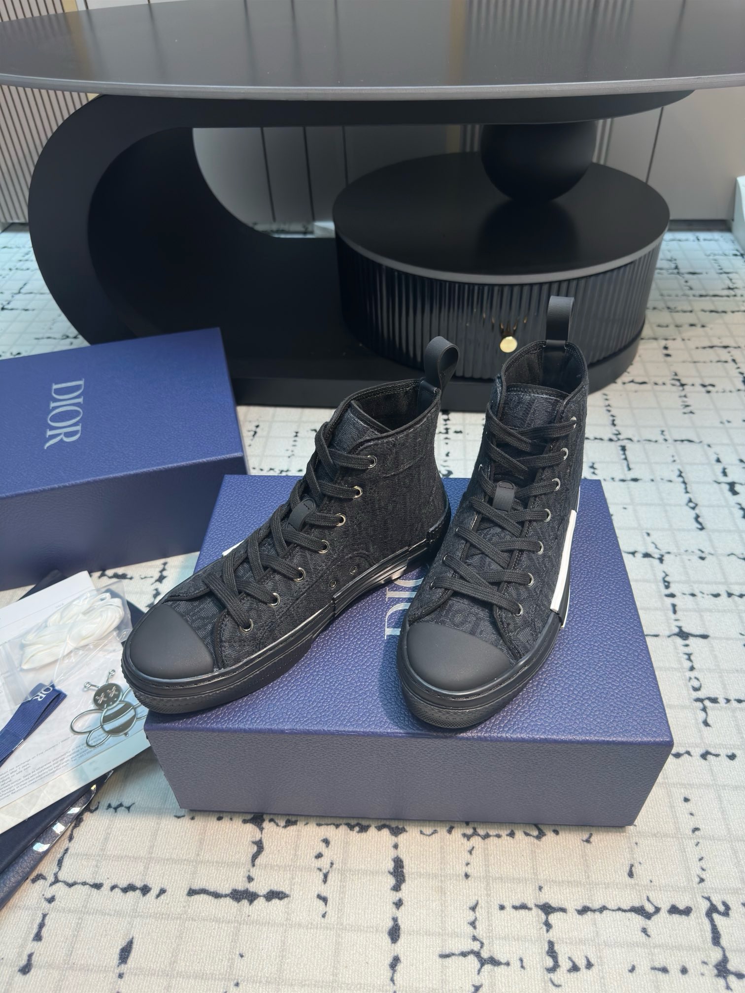 D10r B23 High-Top Sneaker – Black Monogram